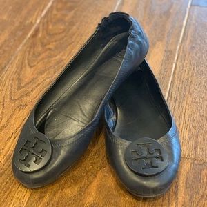 Tory Burch size 7.5 navy blue Minnie Ballet Flat